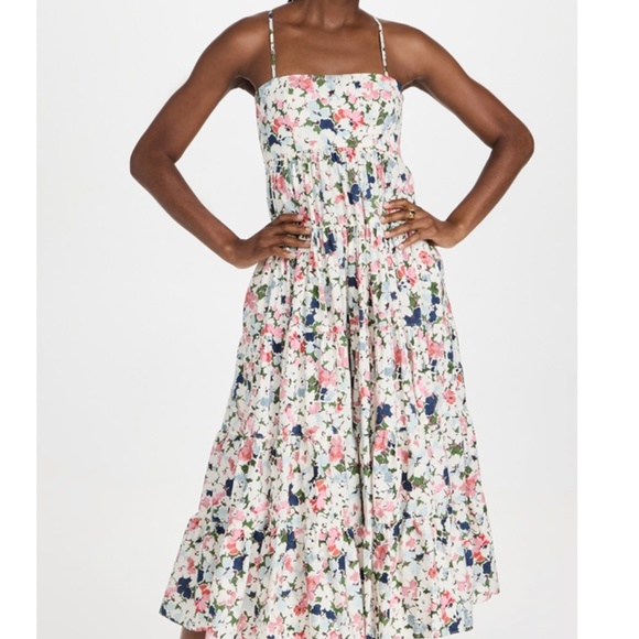 NWT Cinq a Sept 5a7 Gavin Floral Print Tiered Cotton Maxi Dress - Papyrus Multi - Picture 11 of 12
